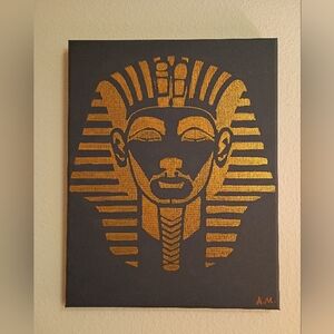 Handpainted art on canvas Gold Pharaoh egyptian art
